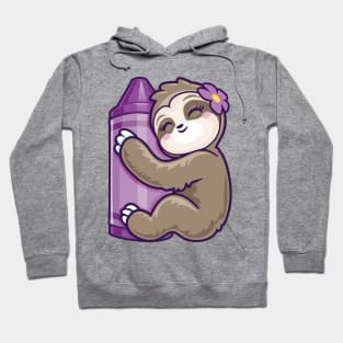 Purple Crayon Coloring Sloth back to school gifts Hoodie